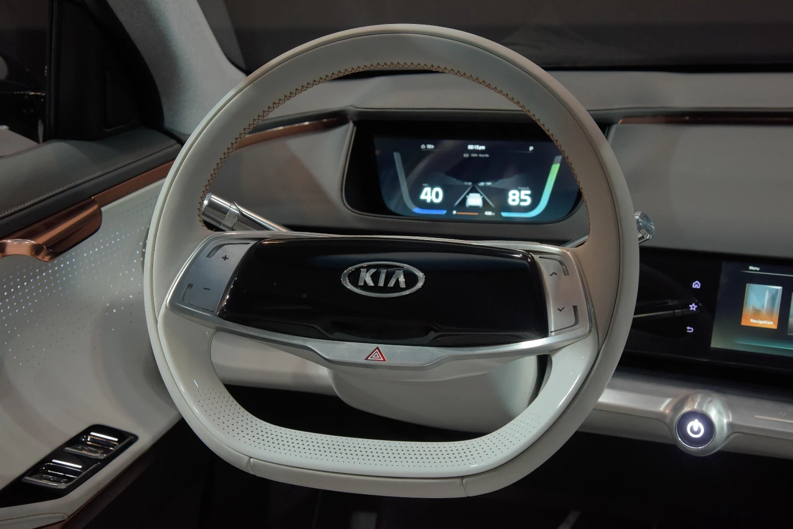 The Niro EV steering wheel works as a touch controller