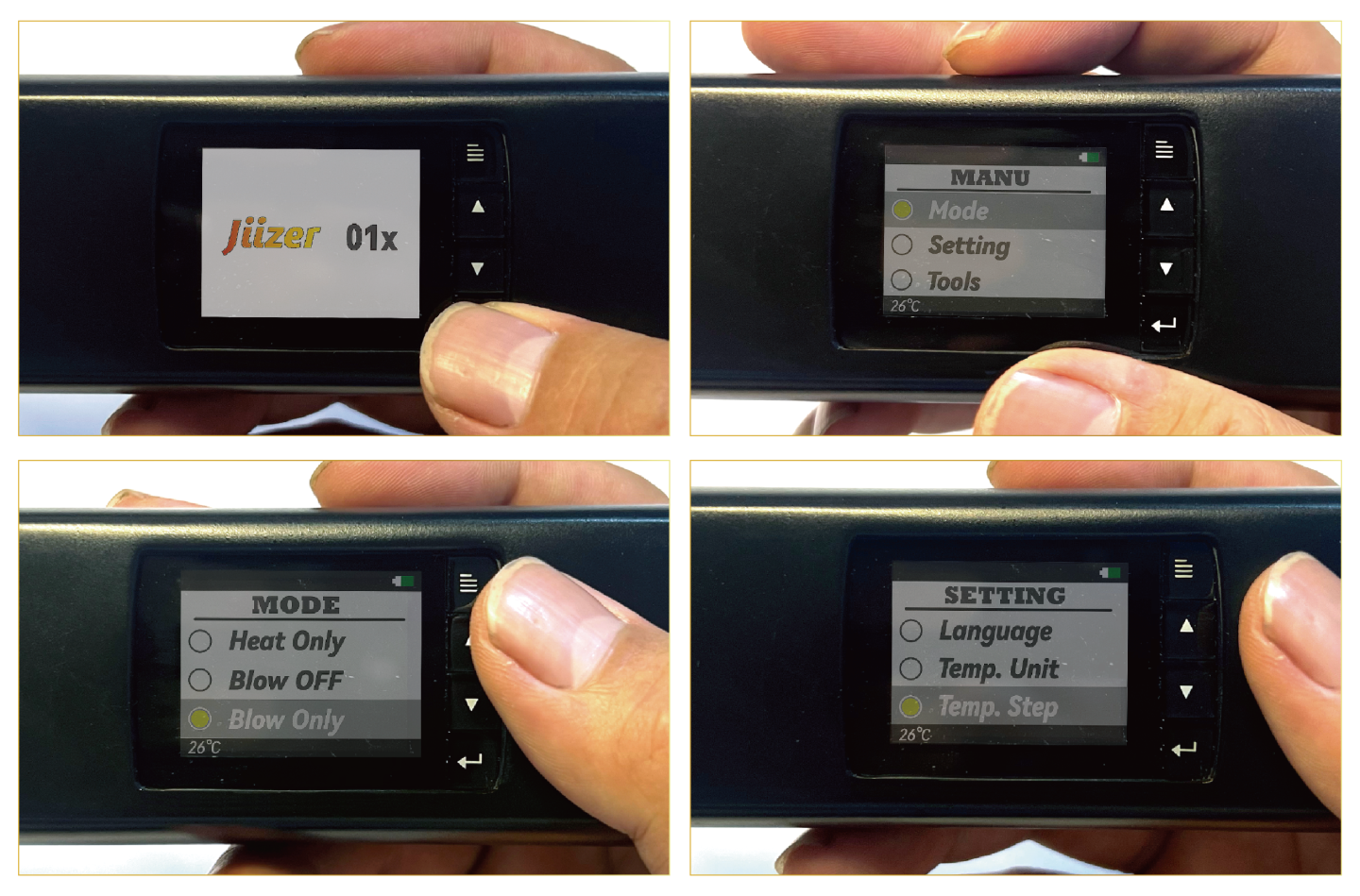 An LCD screen has both pre-set and manual control