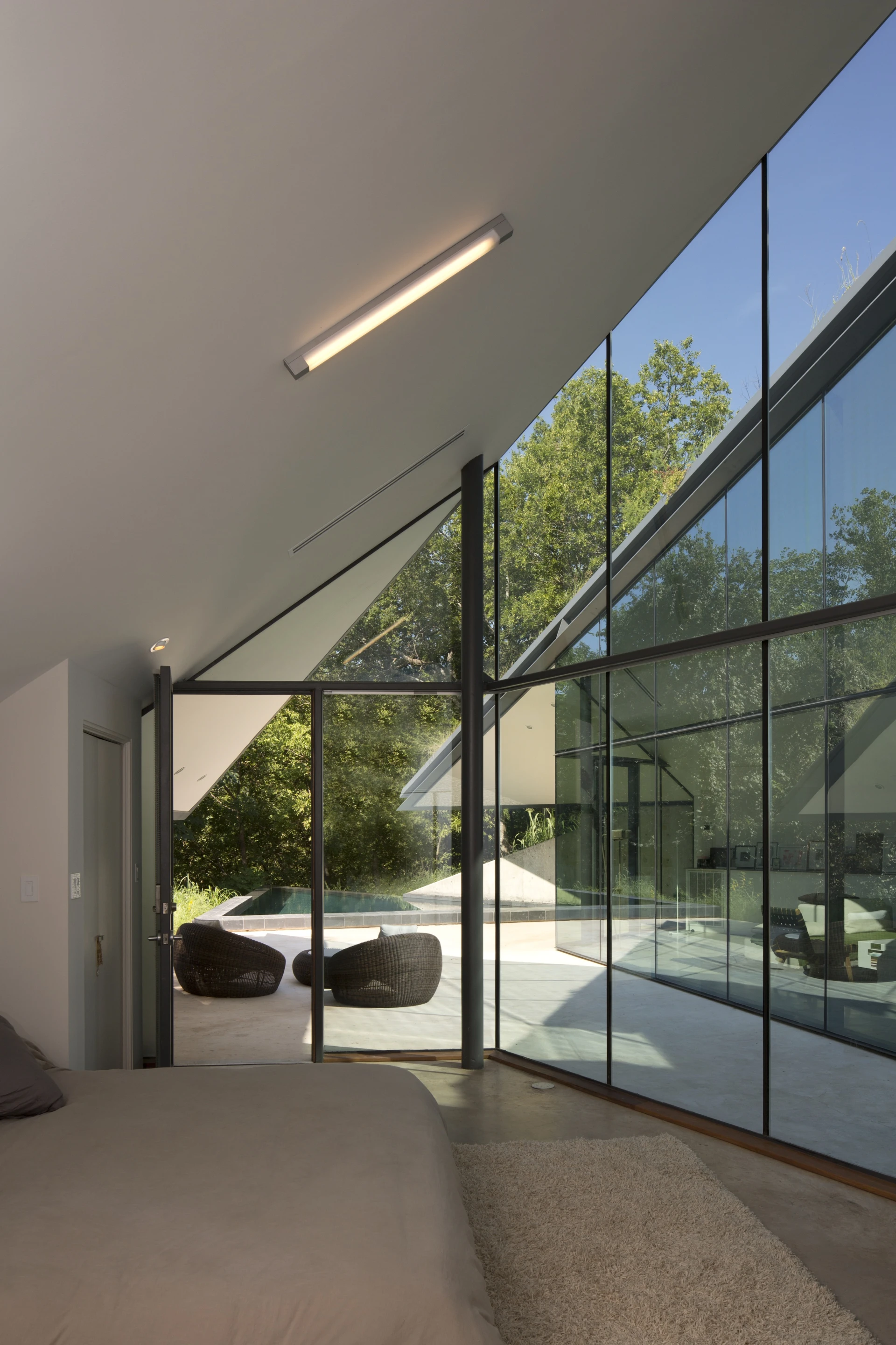 Vacuum-pumped double glazed windows also feature in the design