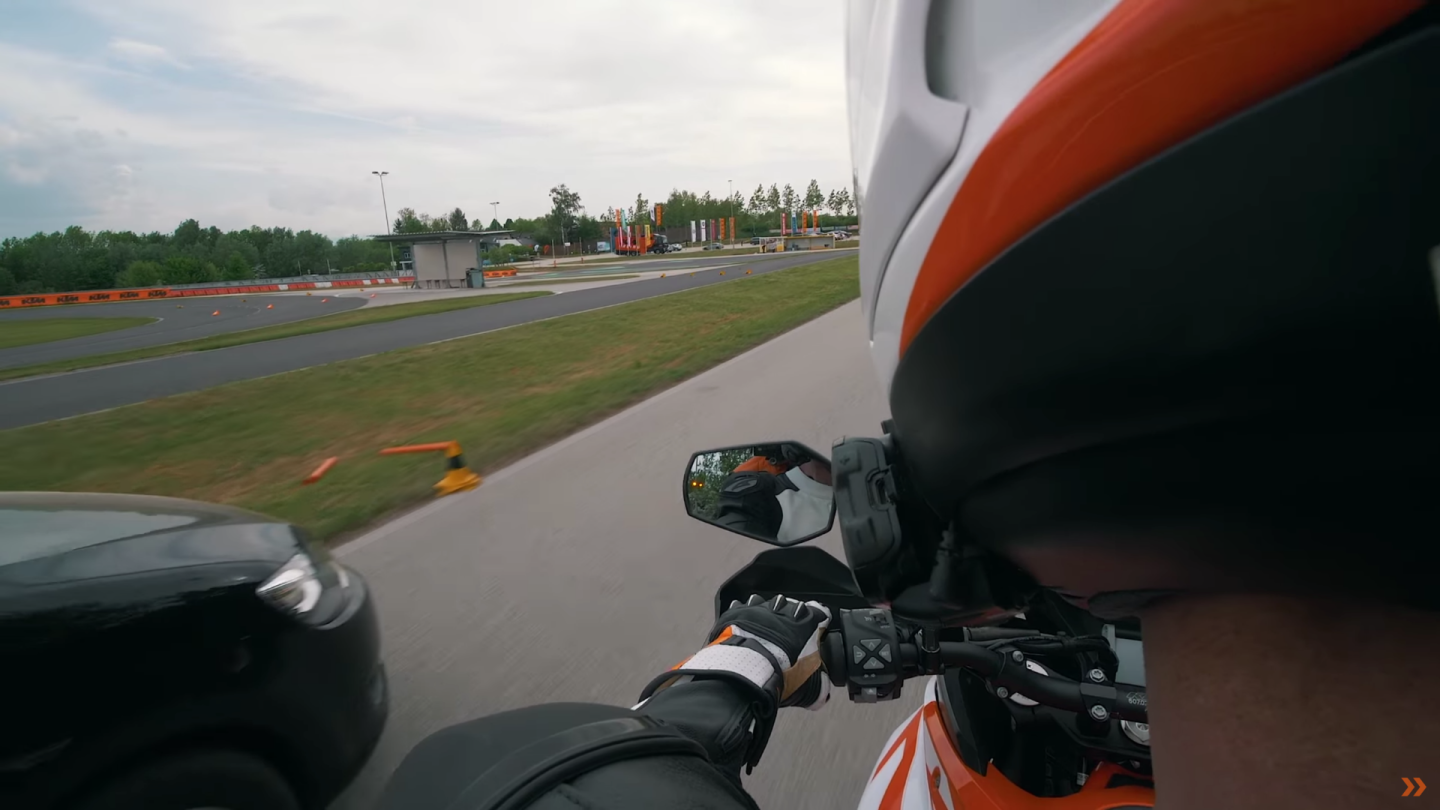 KTM demonstrates a blind spot warning system for motorcycles