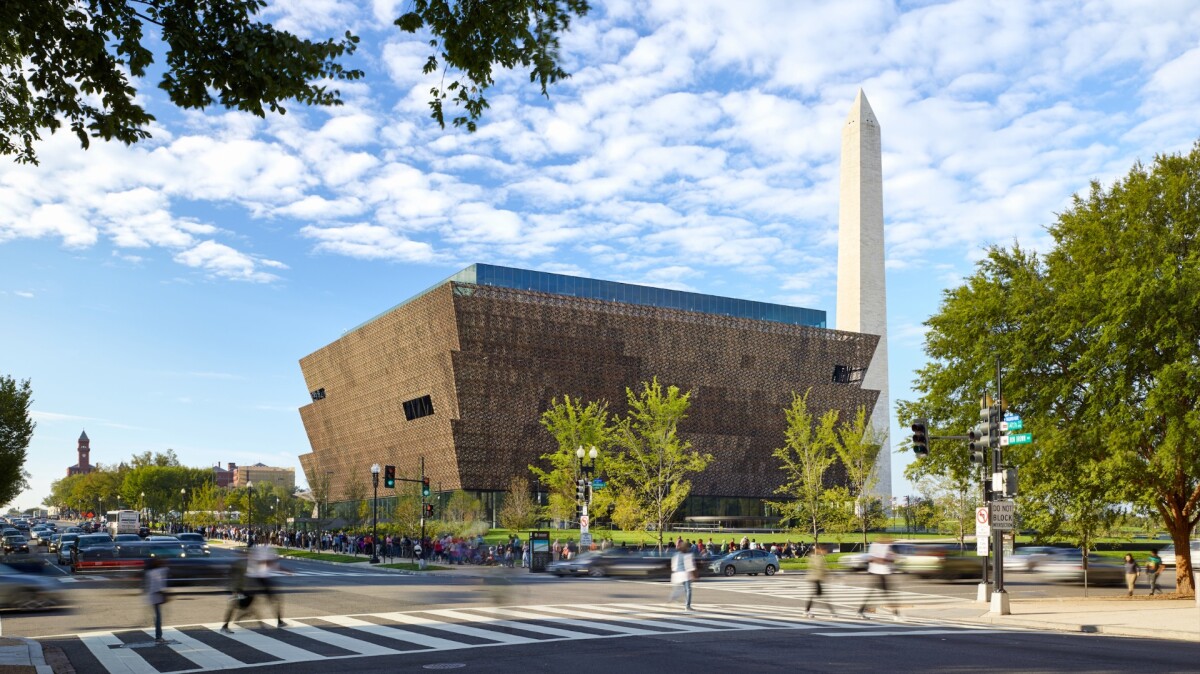 The Smithsonian National Museum of African American History and Culture (NMAAHC) was designed by Ghanian British architect Sir David Adjaye, along with Davis Brody Bond, and SmithGroup