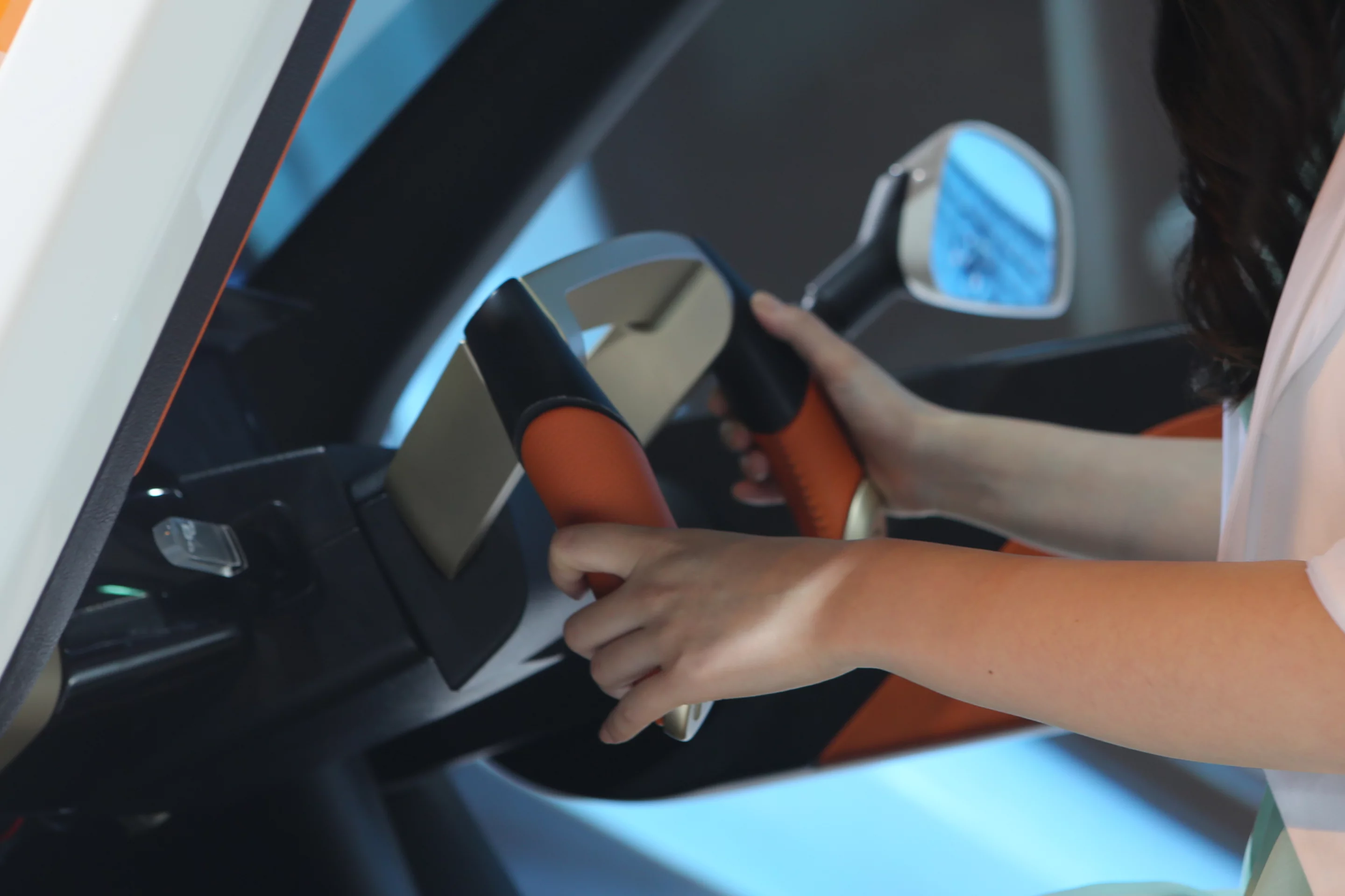 Future styled steering wheel is needed to manage all that power