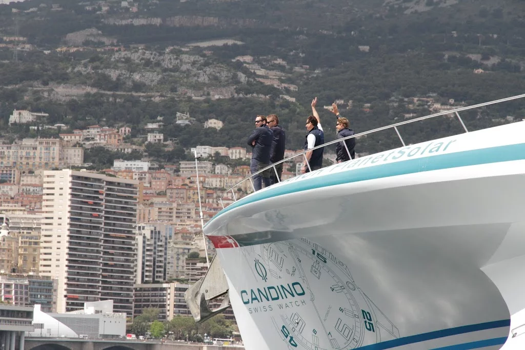 The TURANOR PlanetSolar, as it enters Monaco's Hercule Harbor