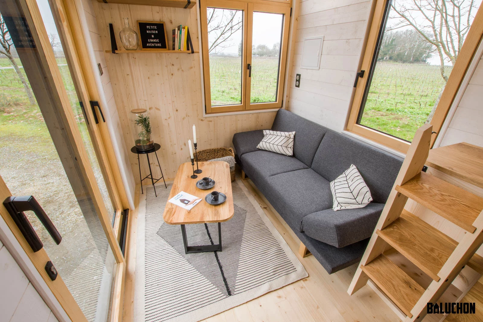 The Kejadenn's interior is finished in a mixture of solid oak and spruce