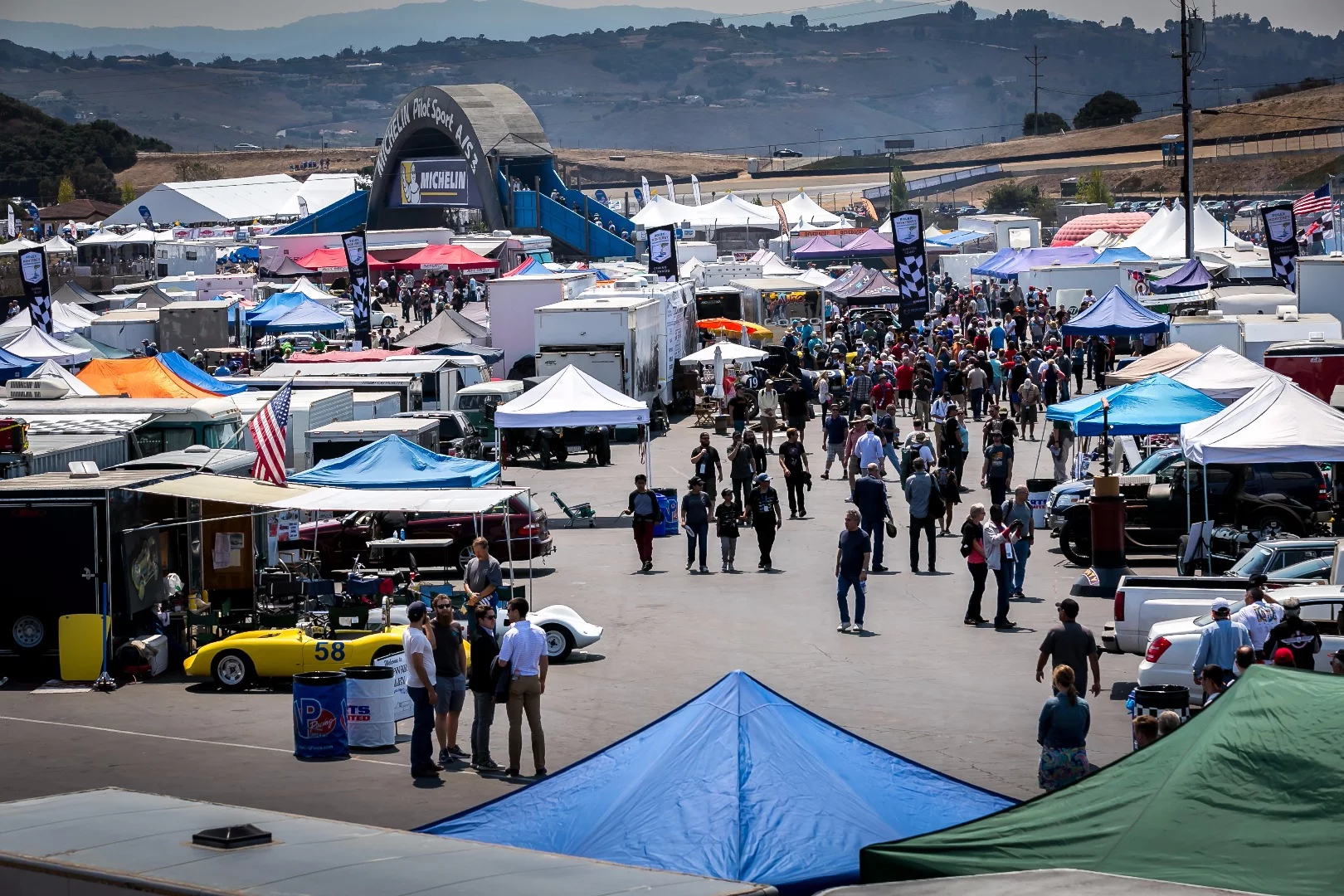 View of the Laguna Seca's tent city during the four-day historical reunion