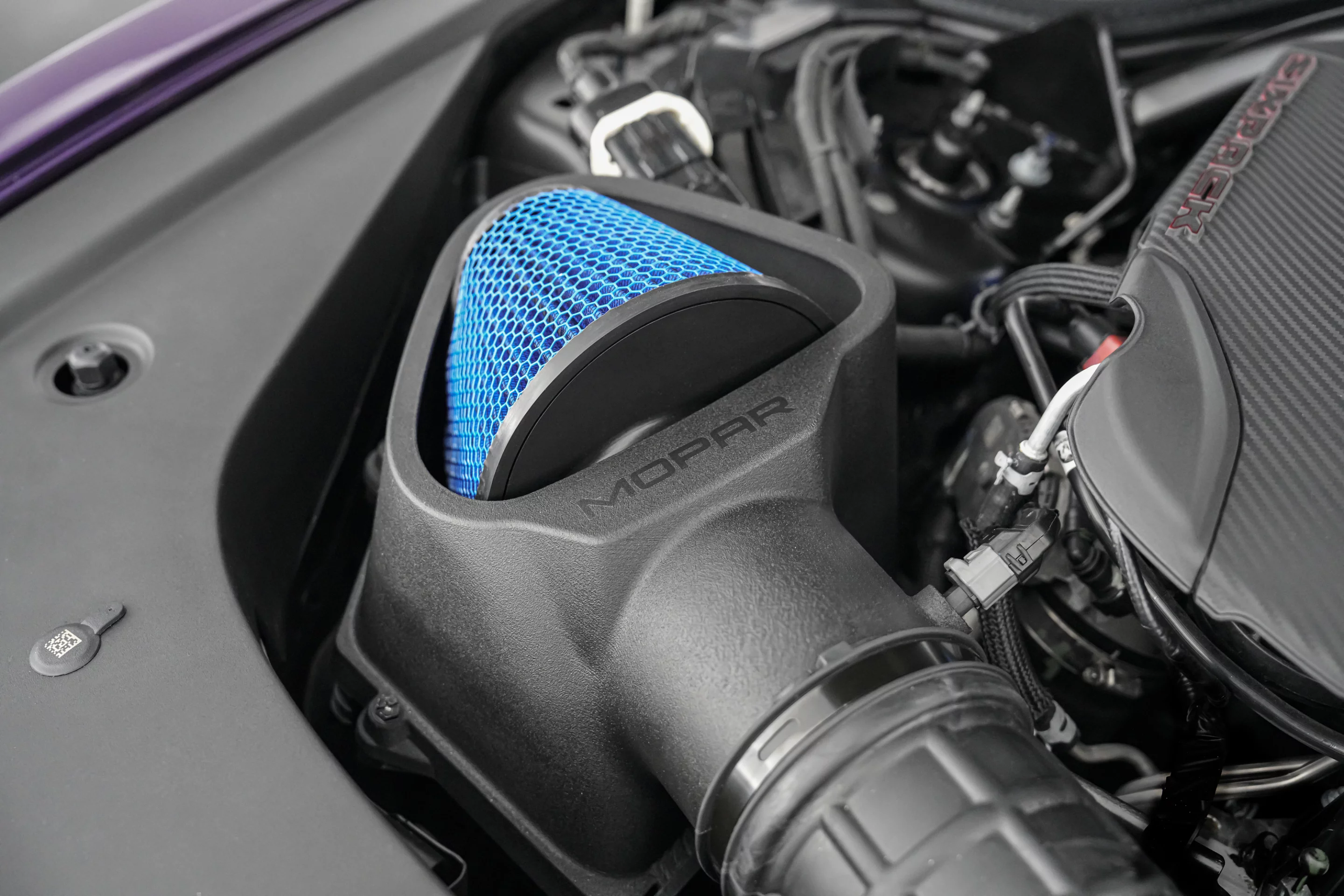 Moparized Dodge Charger SIXPACK's underhood upgrades include a cold-air intake