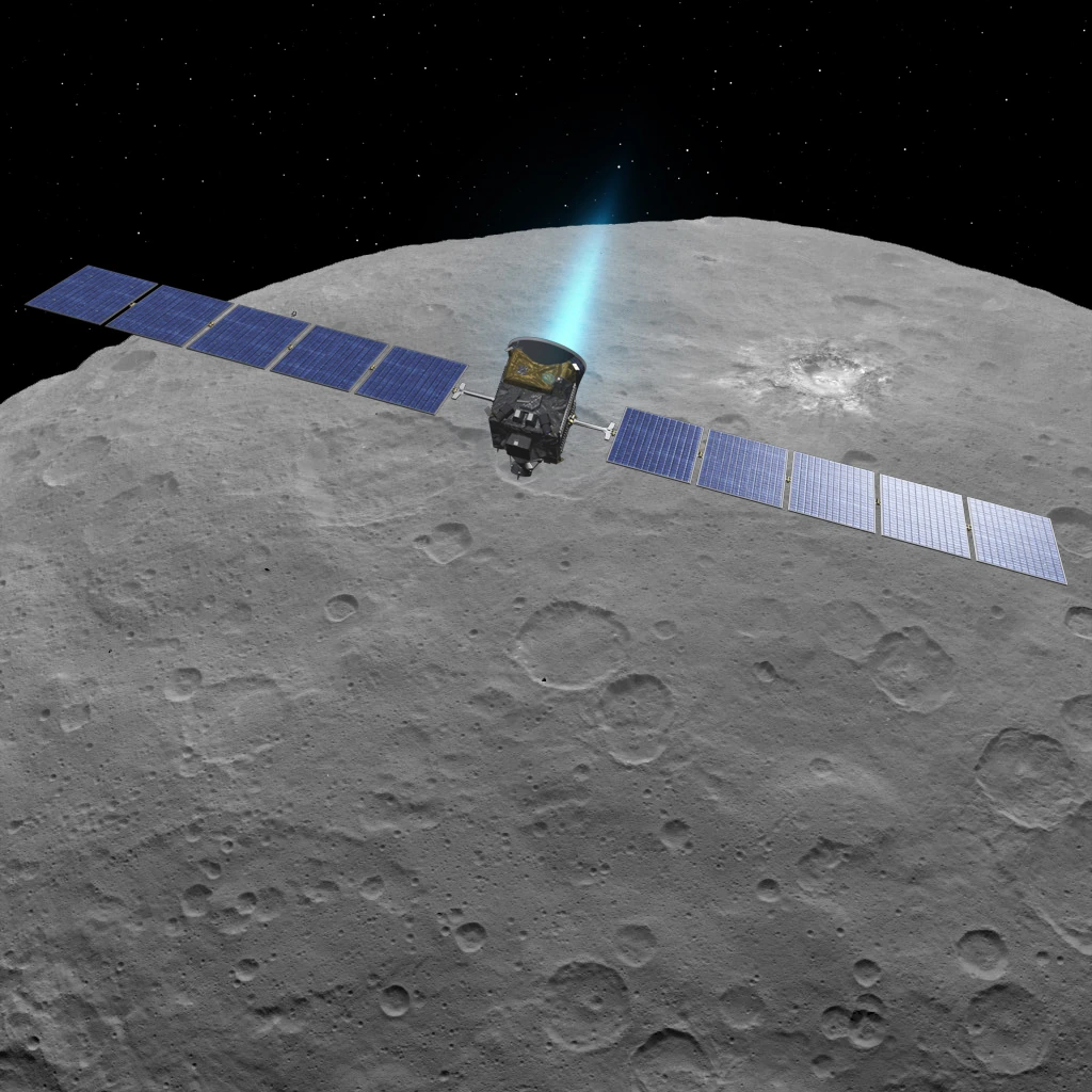 Artist's impression of Dawn orbiting Ceres