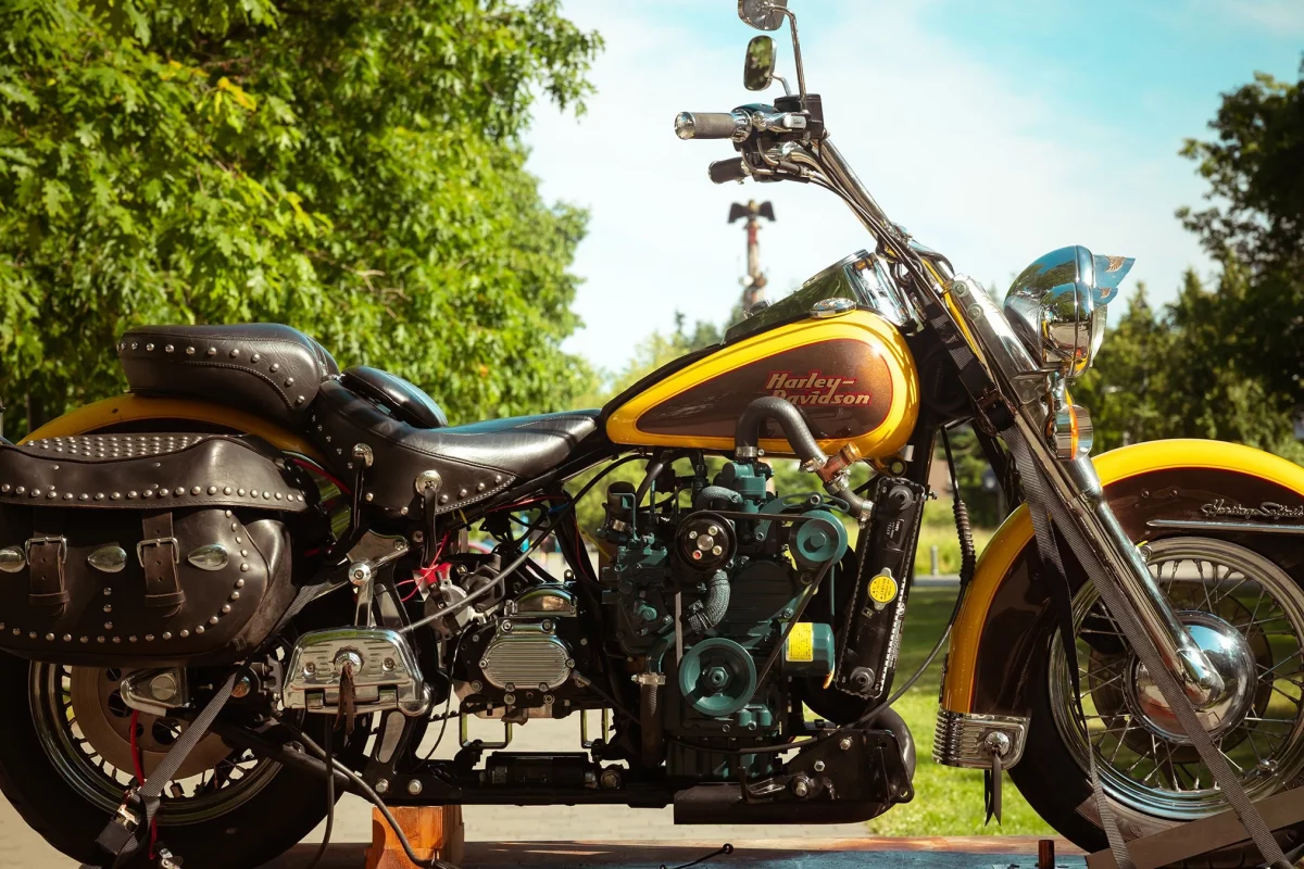 Even with its tractor engine, the Harley still sports a classic look