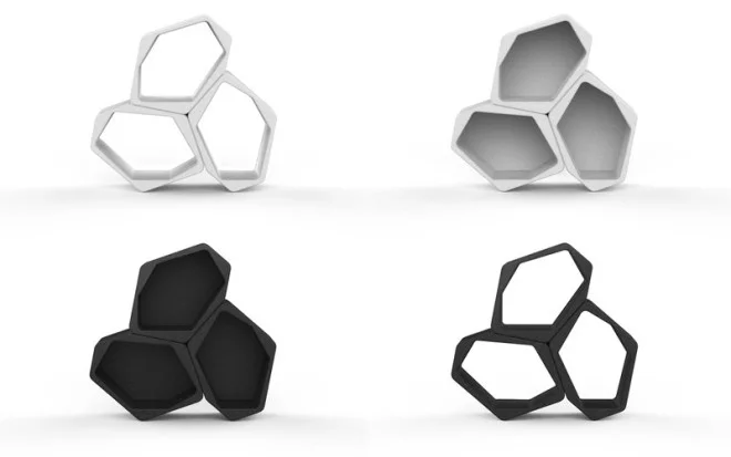 Four of the different styles of Build unit offered, with open and closed designs available in both black and white