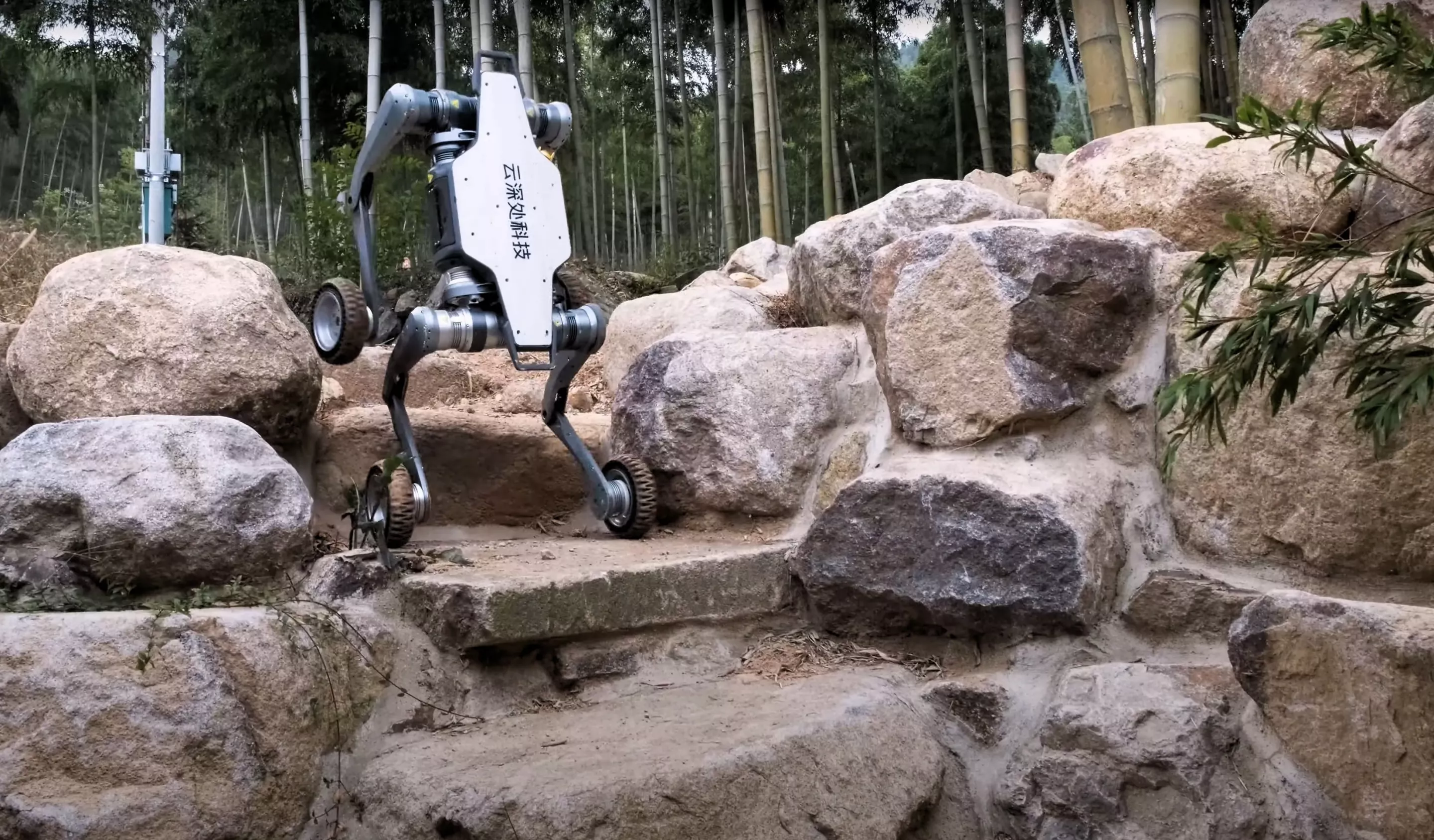 DEEP Robotics has previewed the launch of a new wheeled quadruped robot called the Lynx, which can be seen bounding down steep slopes, climbing over large obstacles, getting to grips with tricky inclines, bouncing down steps on two limbs and speeding down dirt tracks
