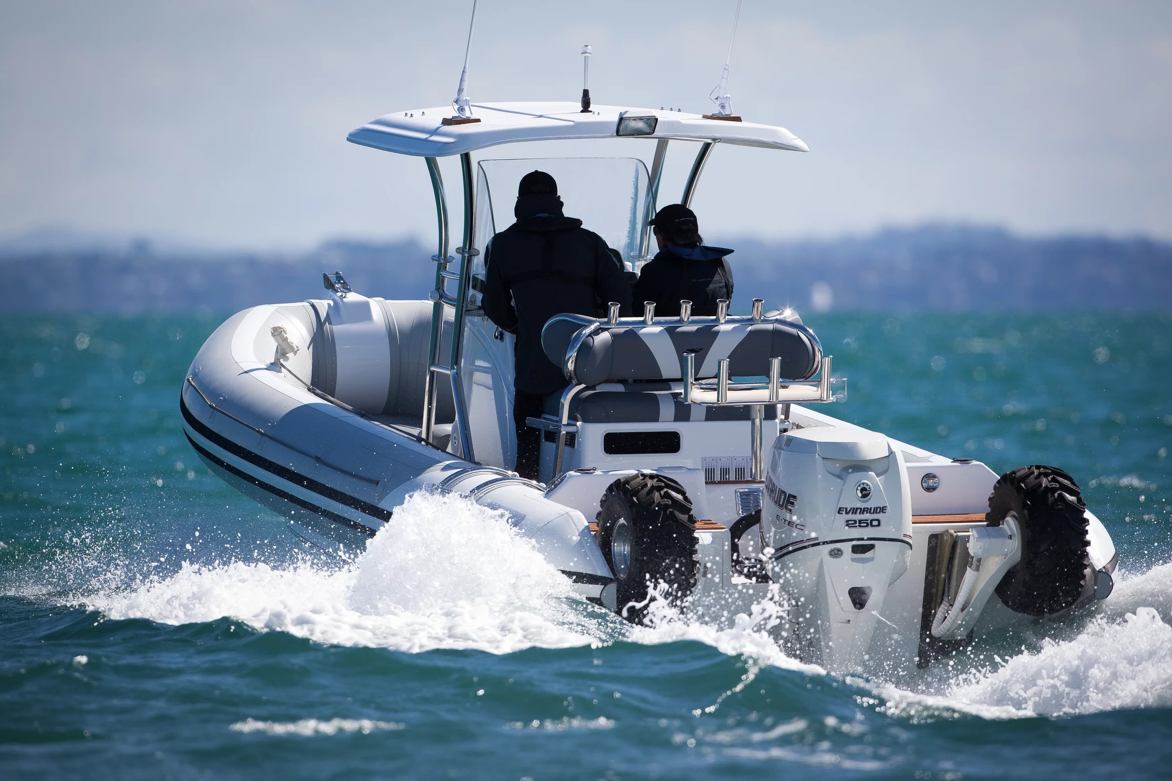 New Zealand's Smuggler Marine has also licensed the Powered by Sealegs system, having married its Strata 750 center-console RIB with the Sealegs system to create a high-performance composite amphibious vessel