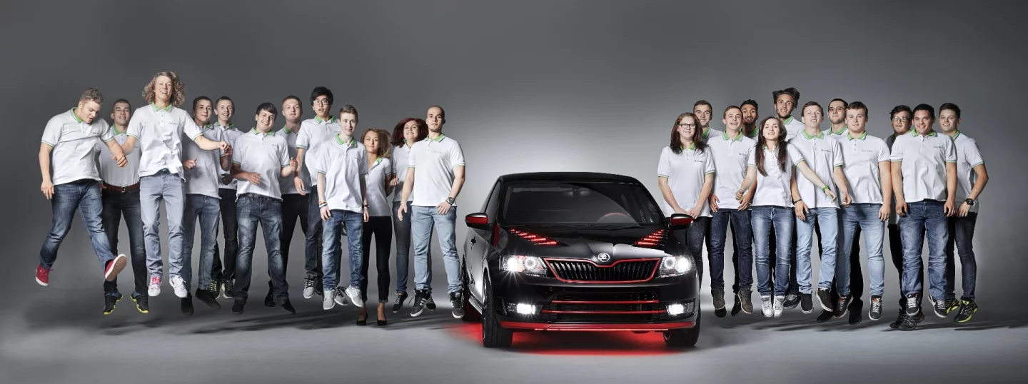 The Skoda Students alongside their creation