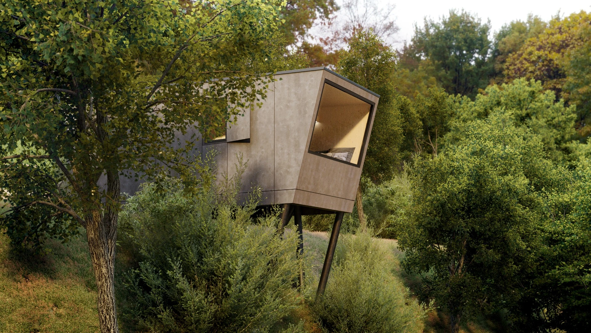 DROP Box N-240 can also be raised on steel stilts, providing a treehouse-like option