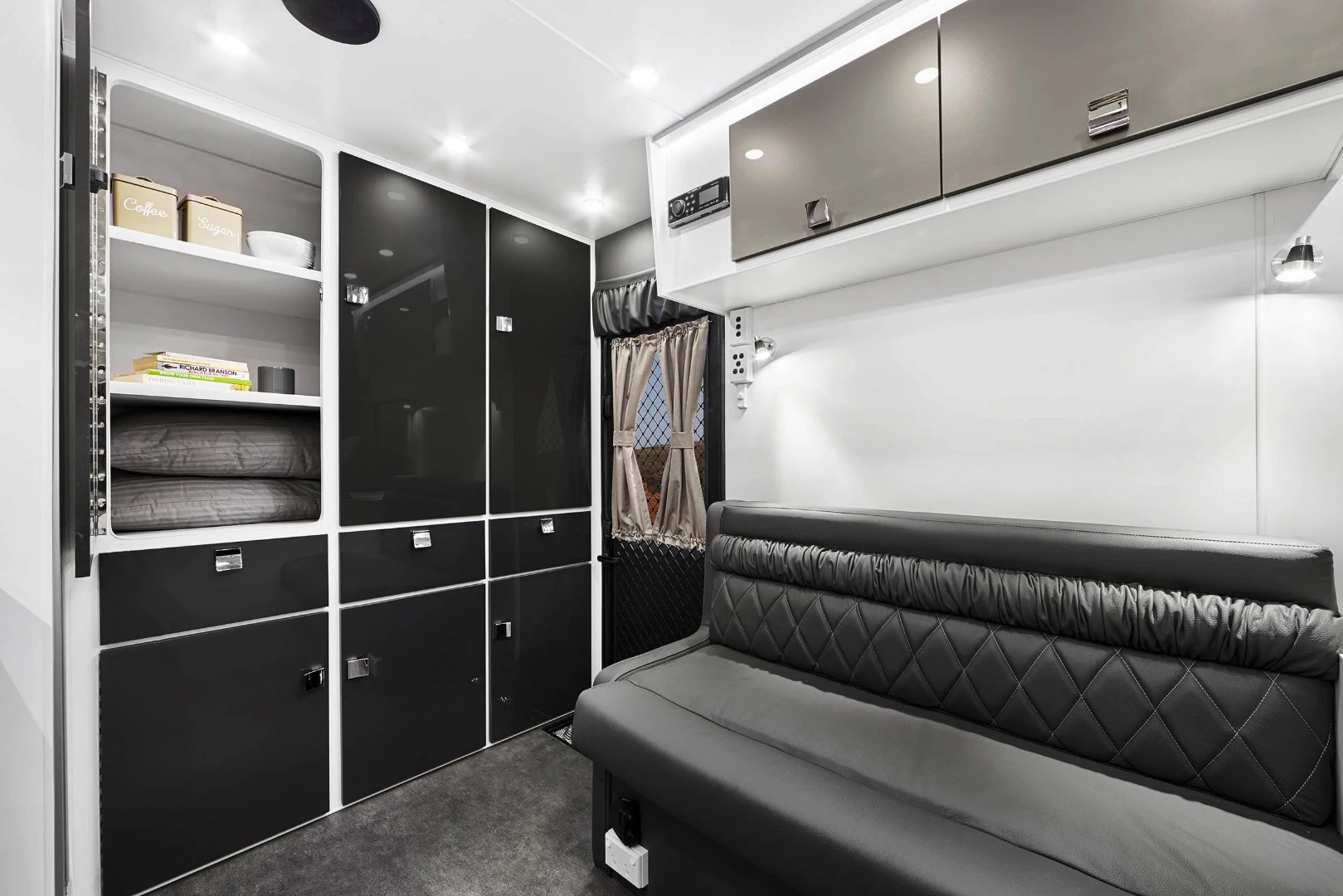 Inside the Off Grid caravan