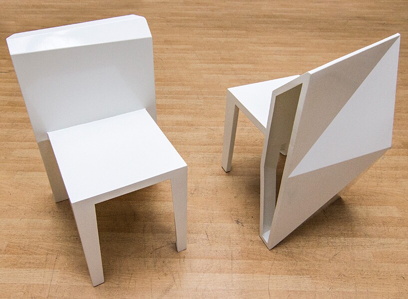 Named A-Cute, the set is designed to form a single cohesive shape when the chairs are tucked in