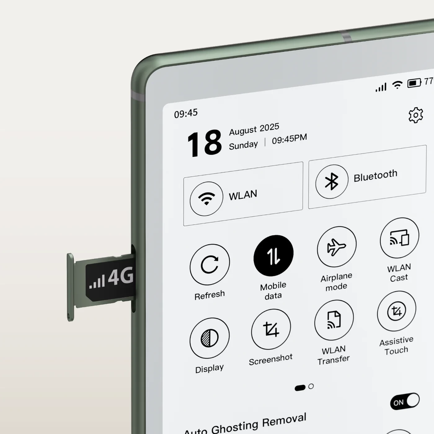As well as Wi-Fi and Bluetooth, the AiPaper Reader also features a 4G SIM slot