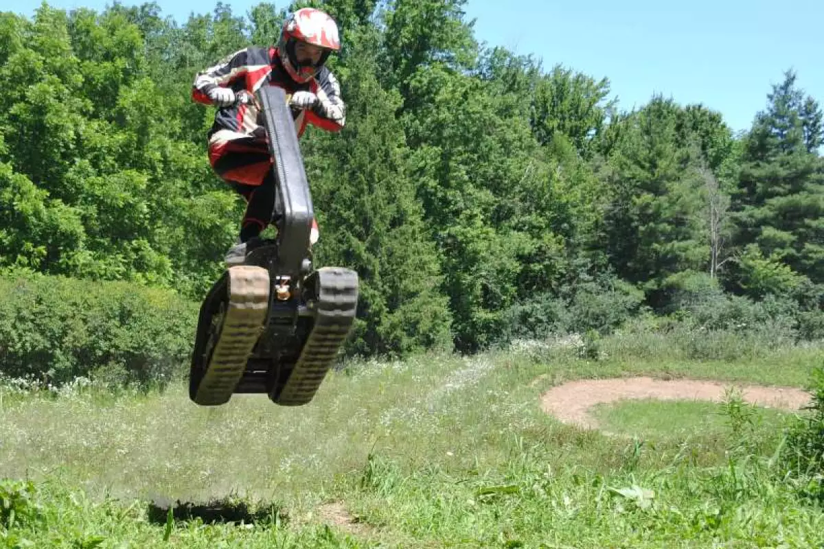 The DTV Shredder can travel over practically any terrain courtesy of its two continuous molded rubber tank treads