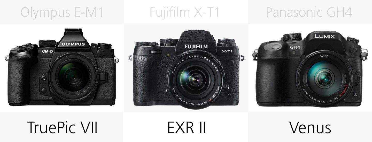 Image processor comparison Olympus E-M1, Fujifilm X-T1 and Panasonic GH4