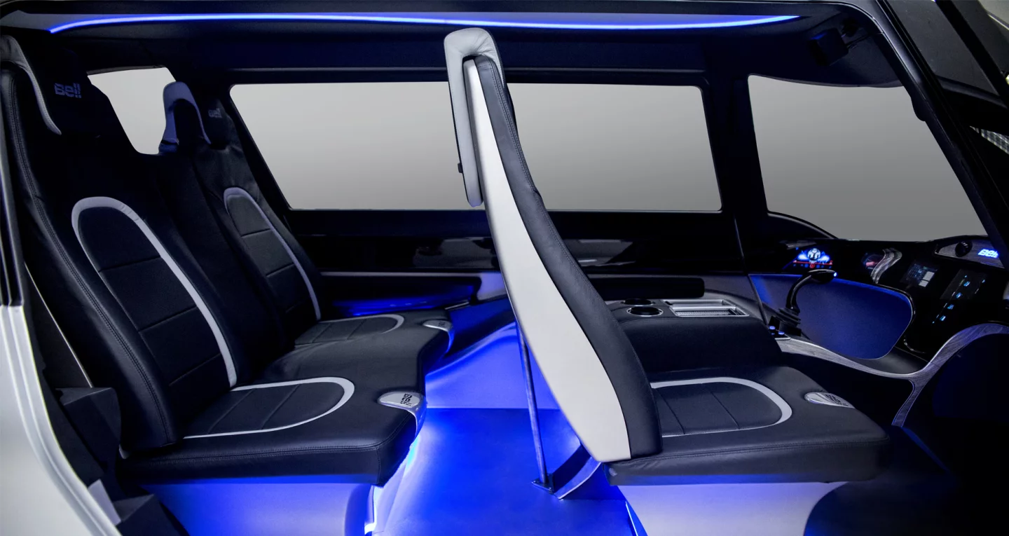 Bell says a control center inside its flying taxi will allow users to do things like catch up on the news, hold conference calls and share documents