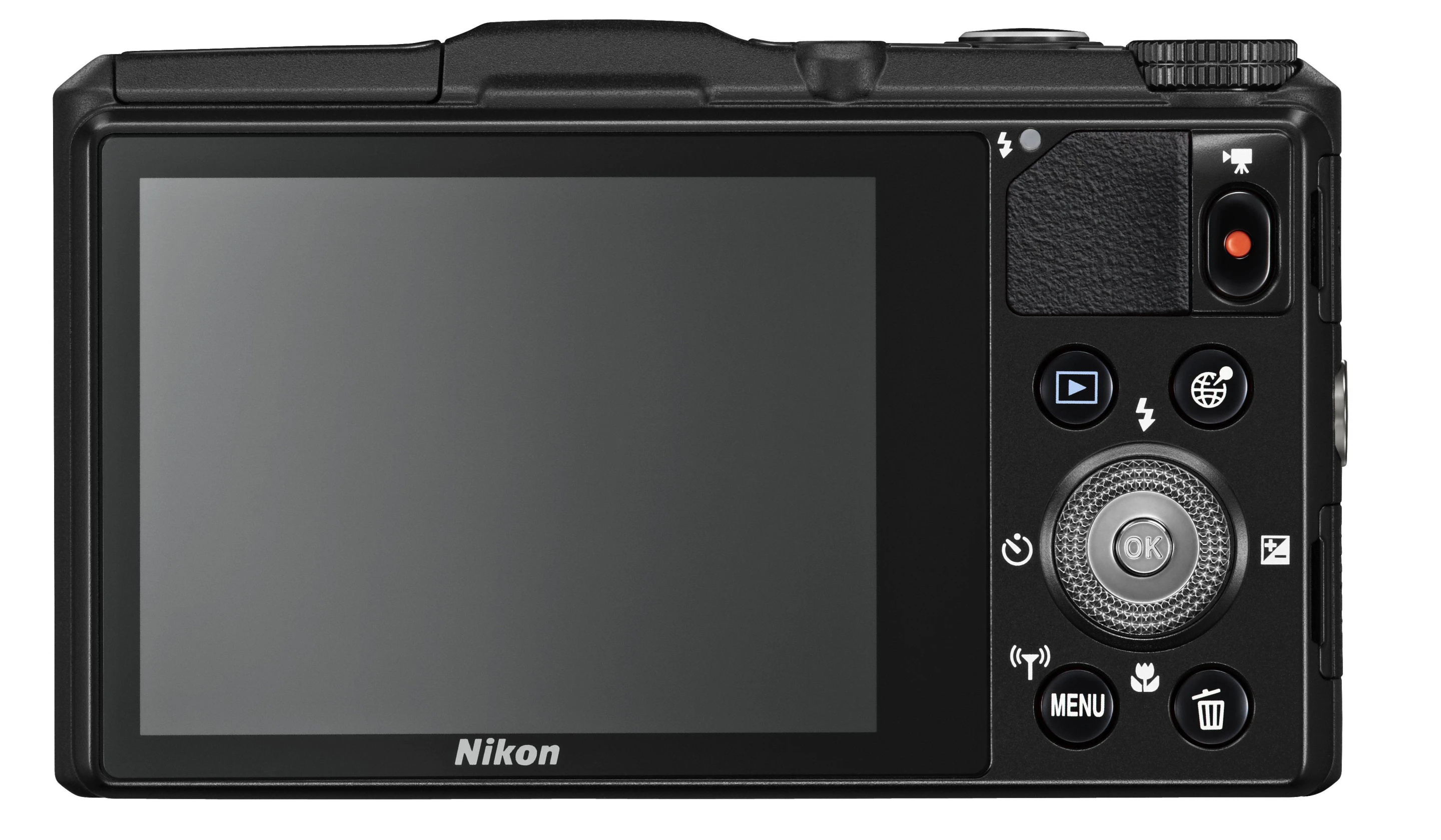 On the rear of the Nikon Coolpix S9700 is a 3-inch 921k dot OLED screen