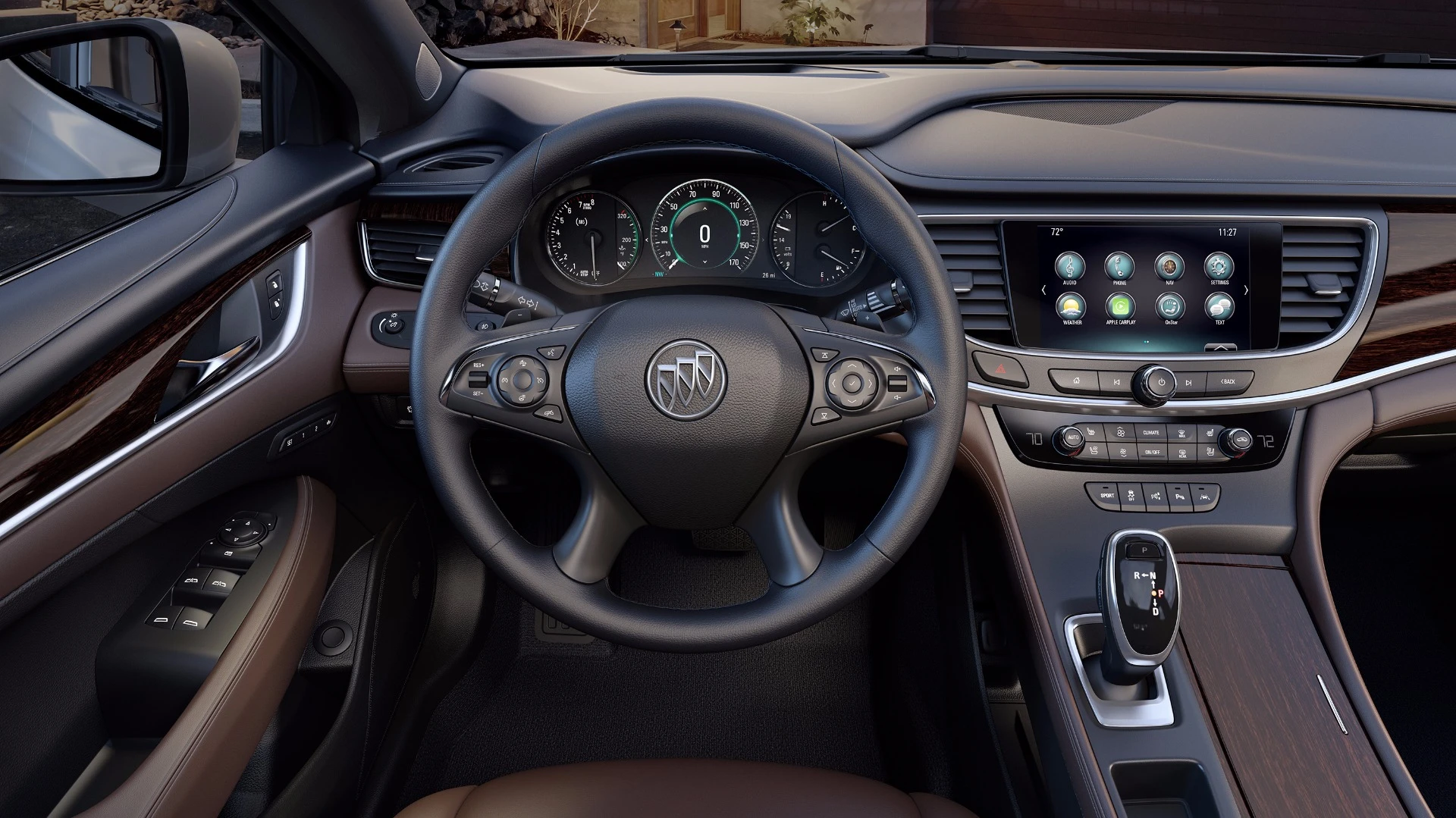 In infotainment, our chief complaint in the 2017 LaCrosse is that the placement of the large touchscreen makes it prone to sunlight reflection