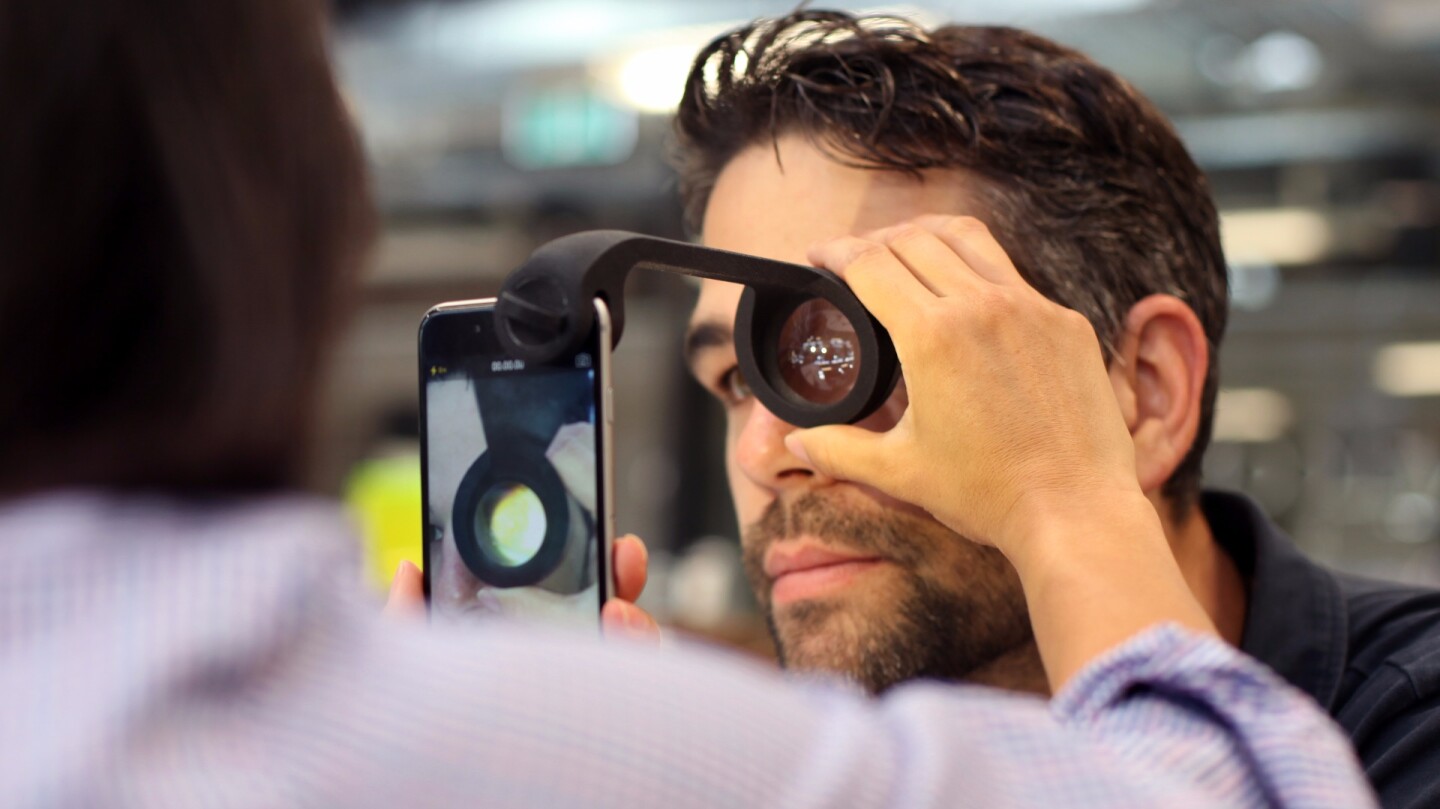 The visoScope is designed to add retinal imaging capabilities to the iPhone, providing an alternative to conventional ophthalmoscopes