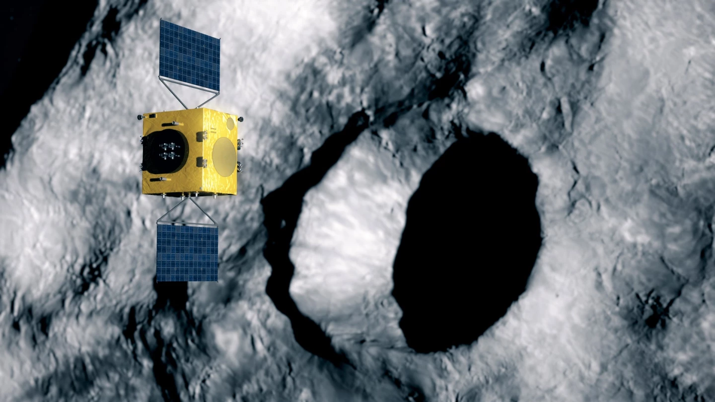 Artist's impression of Hera making a close pass of Didymoon