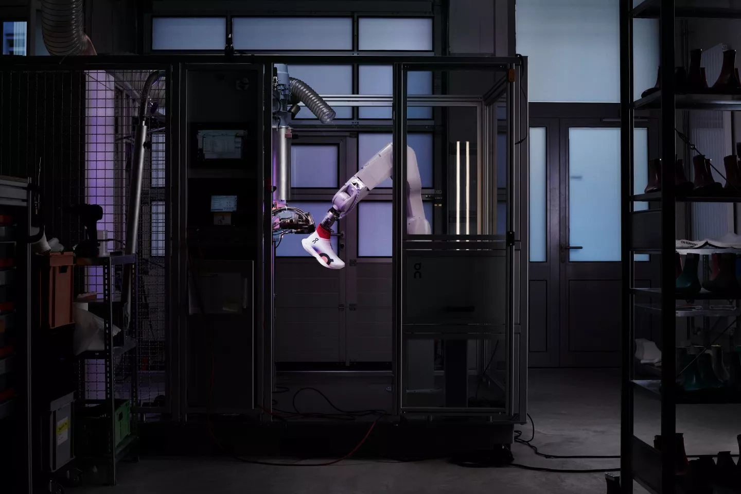 Because the LightSpray production space is so small, shoes could be manufactured close to consumers, reducing shipping distances