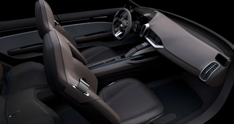 Leather and aluminum highlights are used for the Novo's interior