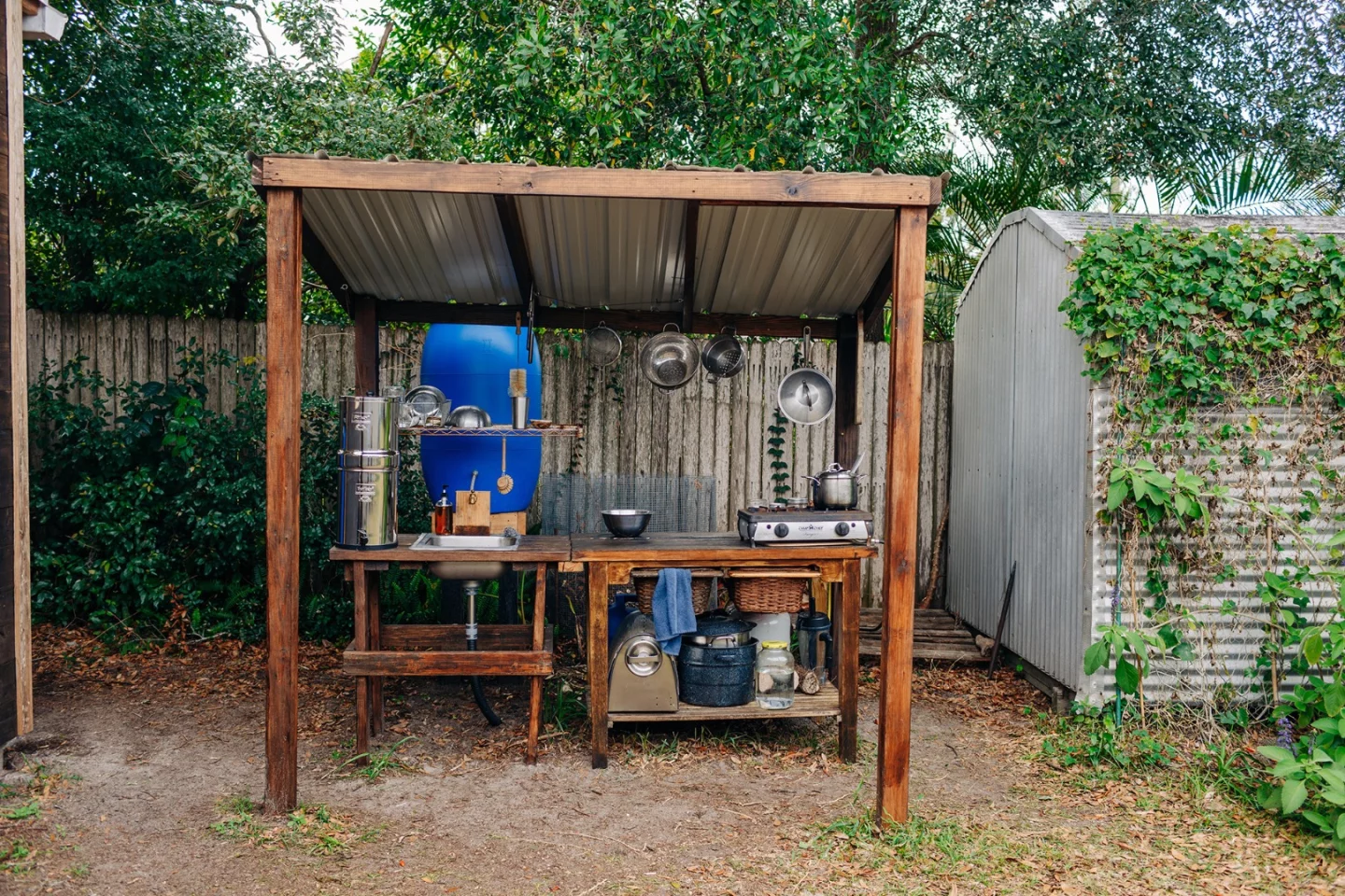 Greenfield's kitchen is built from leftover materials from the tiny house build