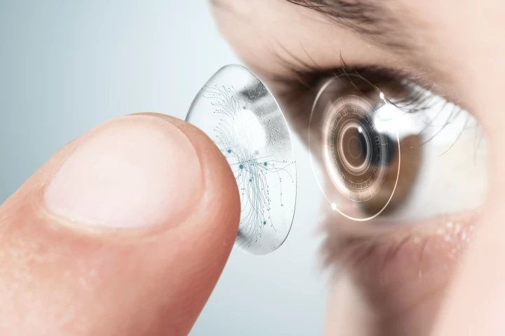 The LED-equipped contact lens would only be worn during treatment sessions (stock photo shown here)
