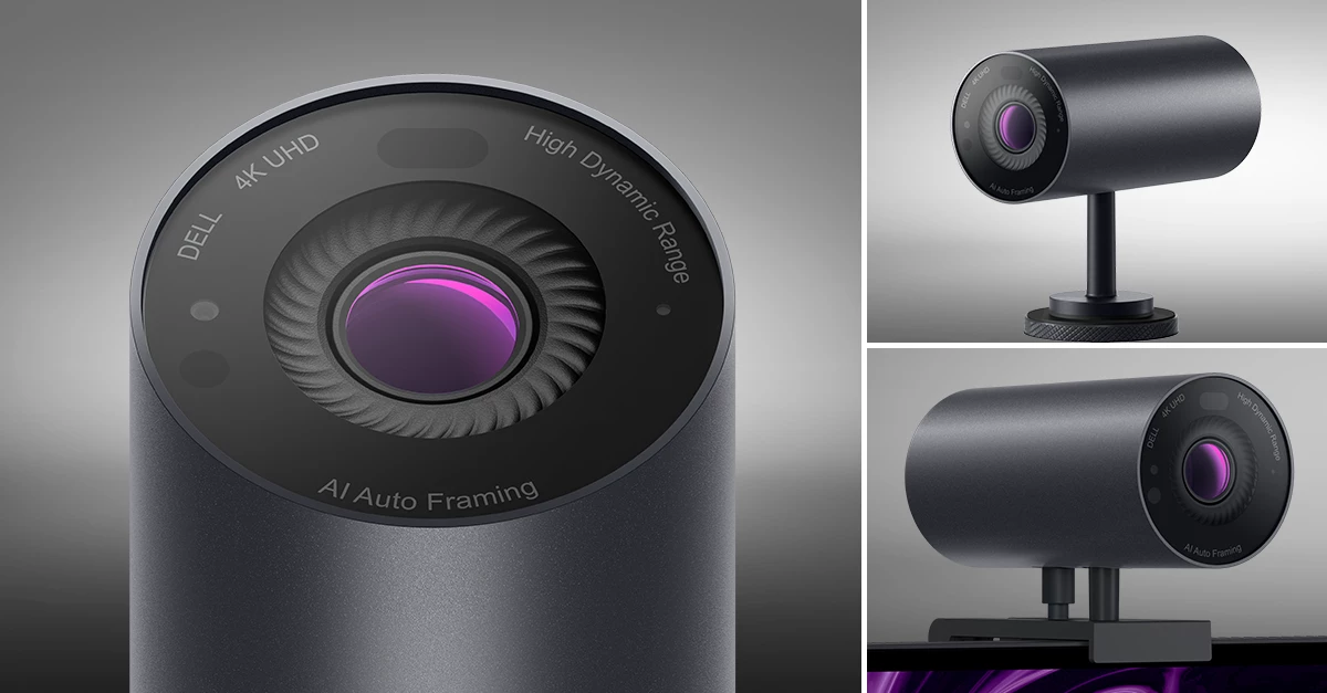 The UltraSharp Webcam comes with magnetic mount and tripod adapter for placement versatility