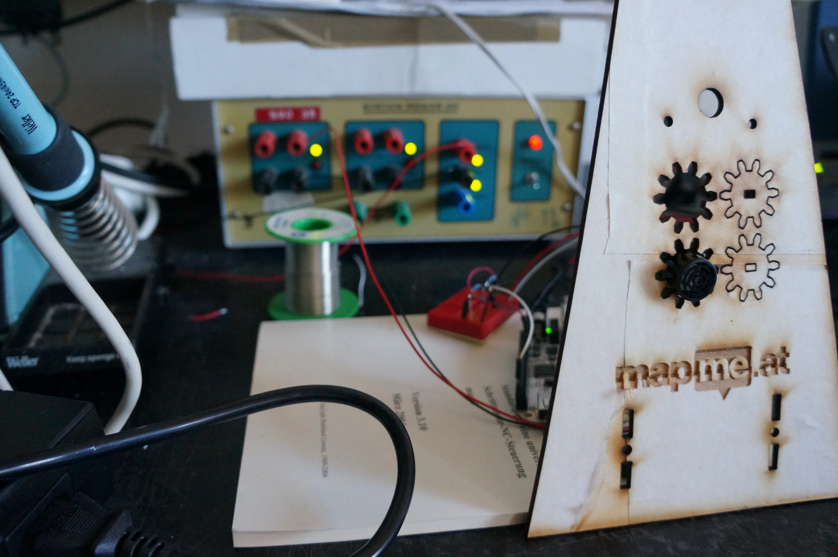 Makeshift stand for radio's proximity sensor (Photo: Mudlark)