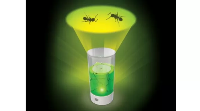 Ant Farm Revolution contains an LED lamp, which allows users to project images of the ants onto their ceiling