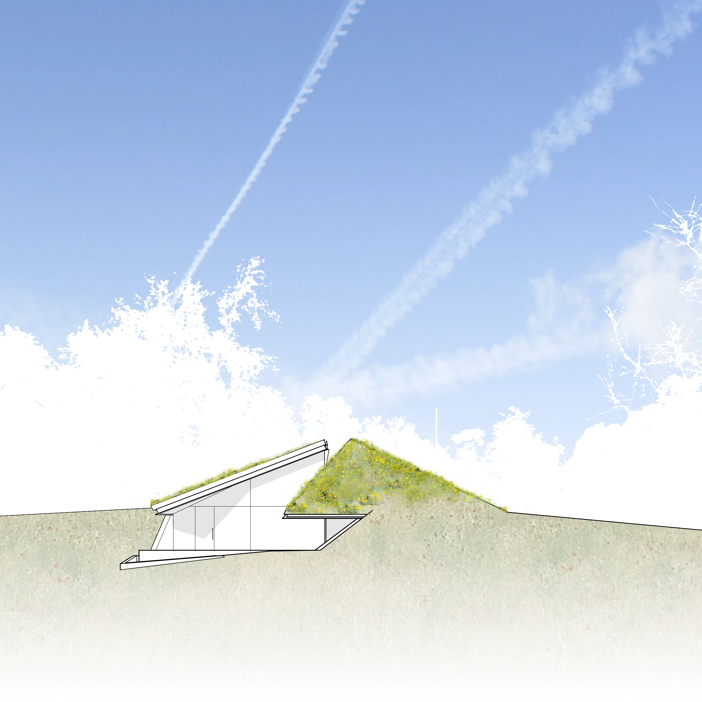 Architectural sketches and drawings of Edgeland Residence