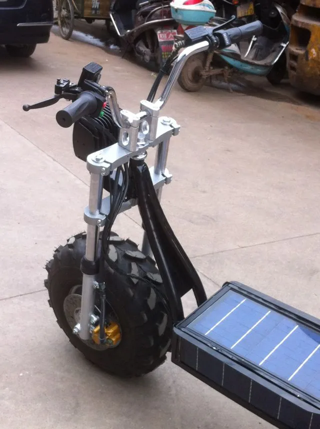 The Beast's 60-V 12-AH lithium battery can be topped up by 15 W-hr solar panels which channel energy from the sun with continuous trickle charging