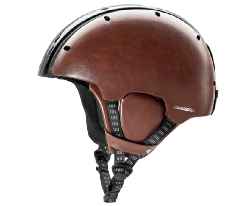 The helmet comes in five color choices, including the fancy-shmancy leather/carbon version shown here
