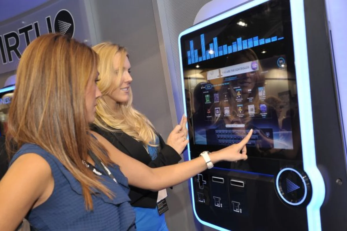 Getting touchy feely at the launch of the TouchTunes Virtuo SmartJuke