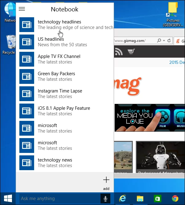 Cortna's notebook keeps track of interests