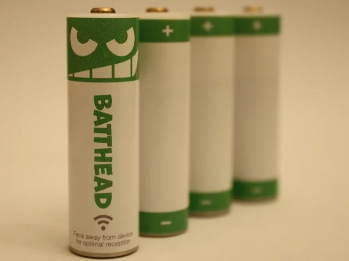 The Battheads themselves are AA-sized rechargeable NiMH batteries, each one containing a Bluetooth Smart Chip that allows it to communicate with your phone
