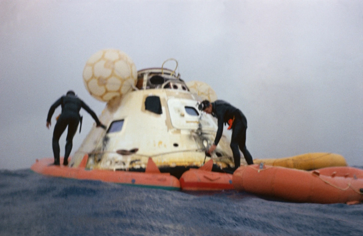 US Navy divers securing Apollo 7