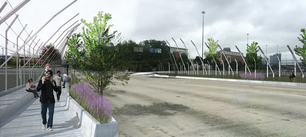 Design C for the 10th Street Bridge is relatively simple with greenery along the sidewalks