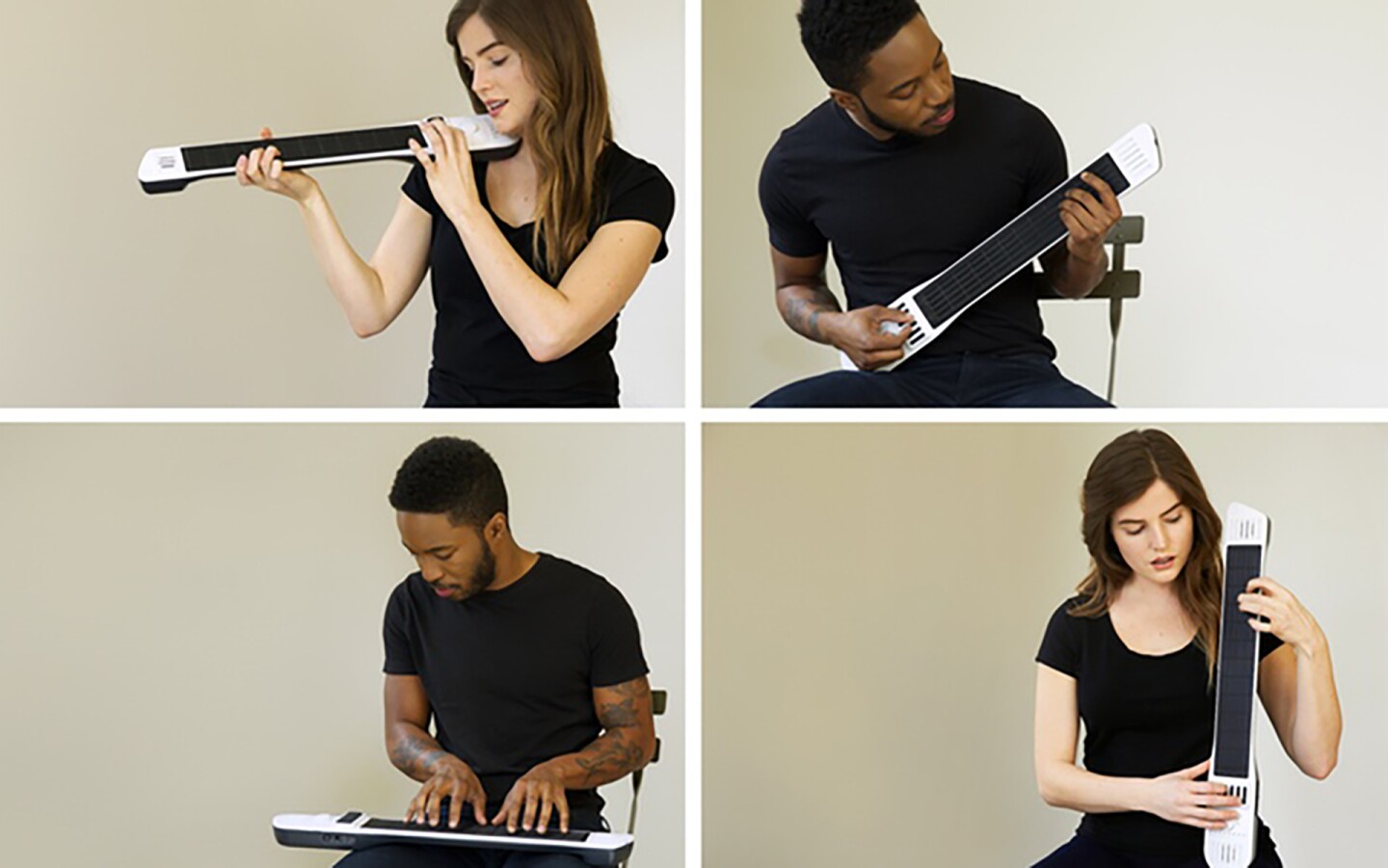 The Instrument 1 is designed to be played in various ways, mimicking different instrument depending on how it's held