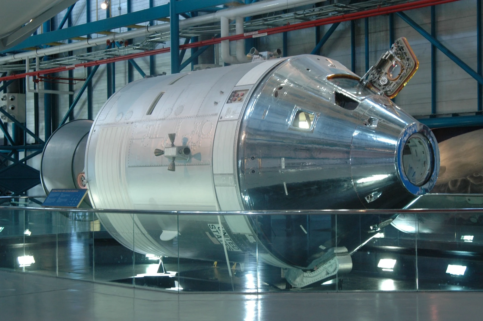 A Command Service Module on display at the Kennedy Space Center