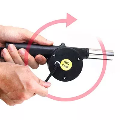 The Barbecue Hand Crank produces a stream of air at the turn of a handle