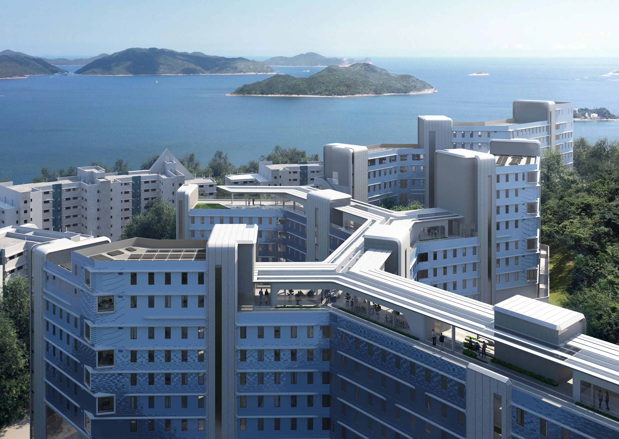 The HKUST Student Residence Development will feature solar panels on the non-walkable sections of the rooftops