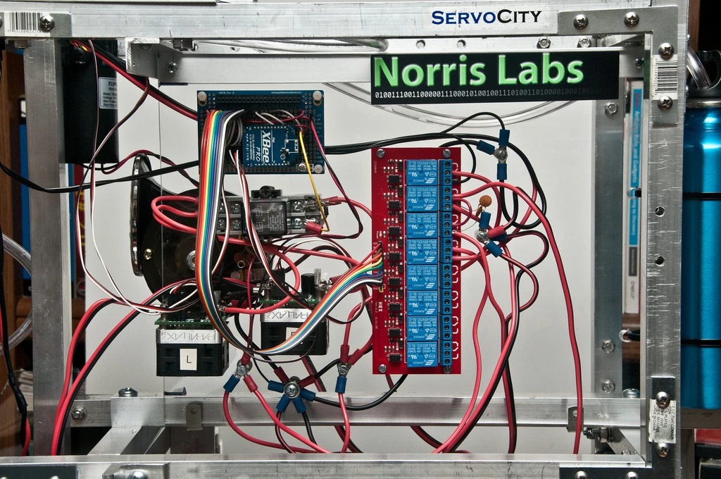 The electronic brains of Norris Labs' PatrolBot Mark II