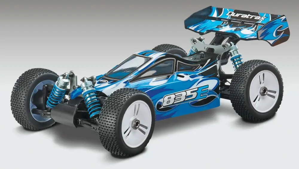 The version I received had a yellow and blue color scheme on the body and rear wing, but it's also available with black or white substituted for the yellow.