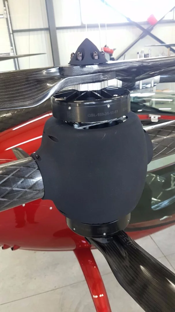 The Passenger Drone is built from carbon fiber composites and features a total of 16 rotors