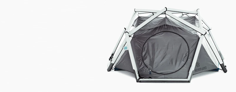 The inflatable geodesic "Cave" tent from Heimplanet